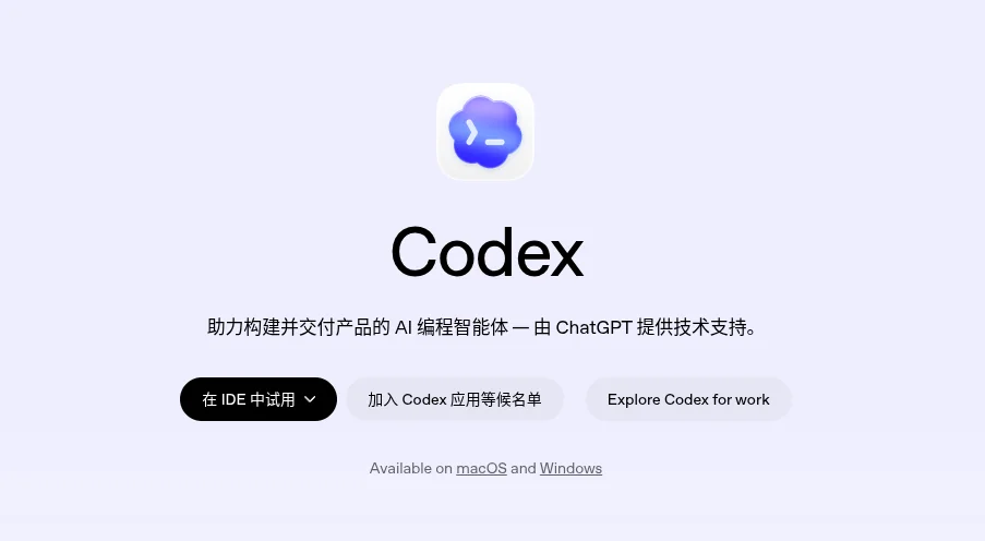 Codex 使用步骤1 - 访问 Codex 官网