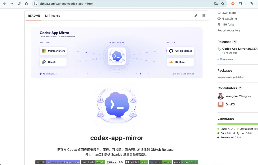 Codex App 下载镜像项目介绍