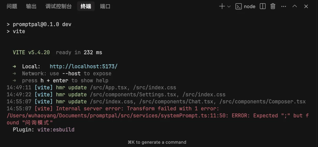 Codex 给出项目测试启动指令