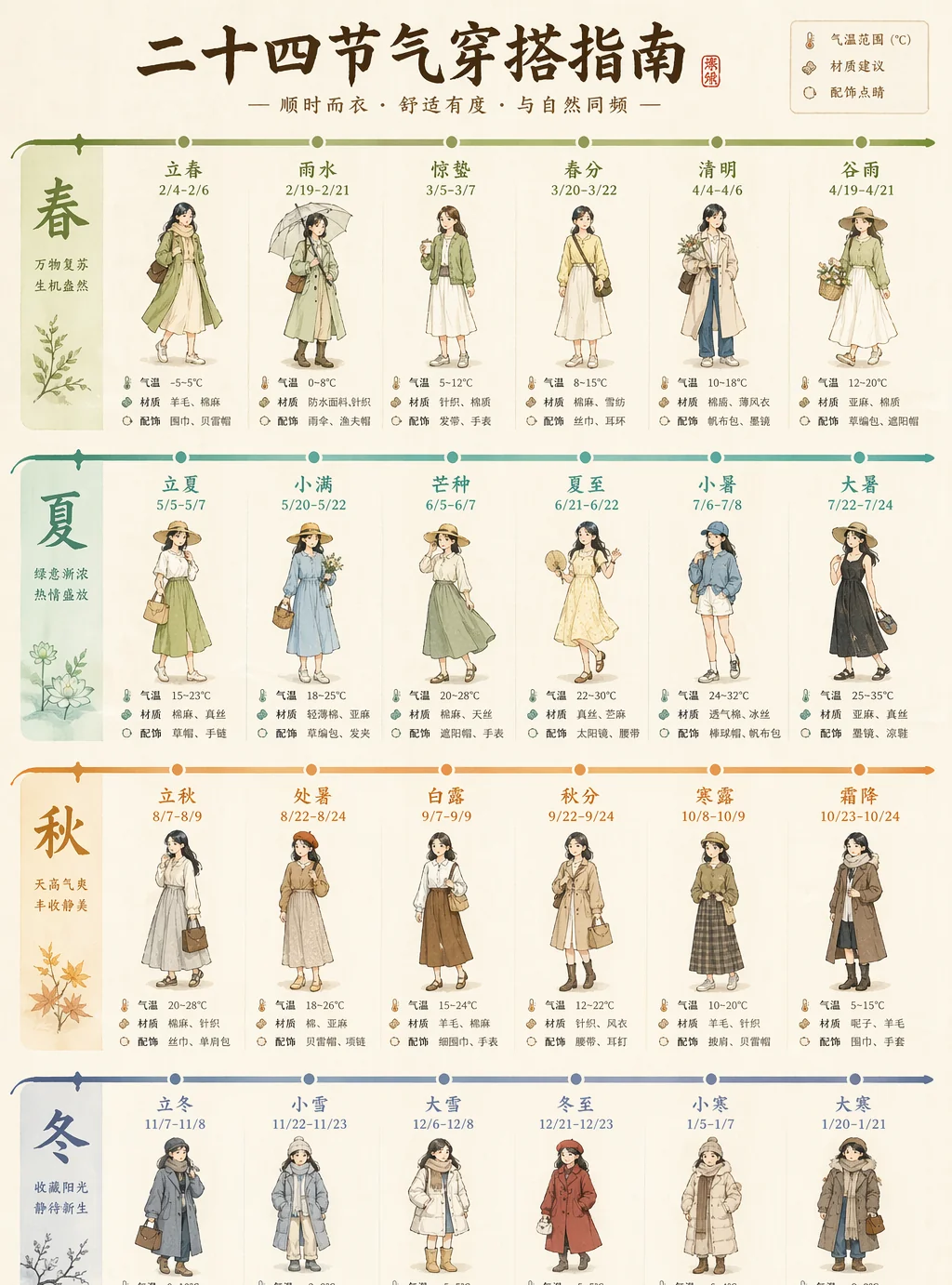 ChatGPT 生成的二十四节气穿搭指南长图