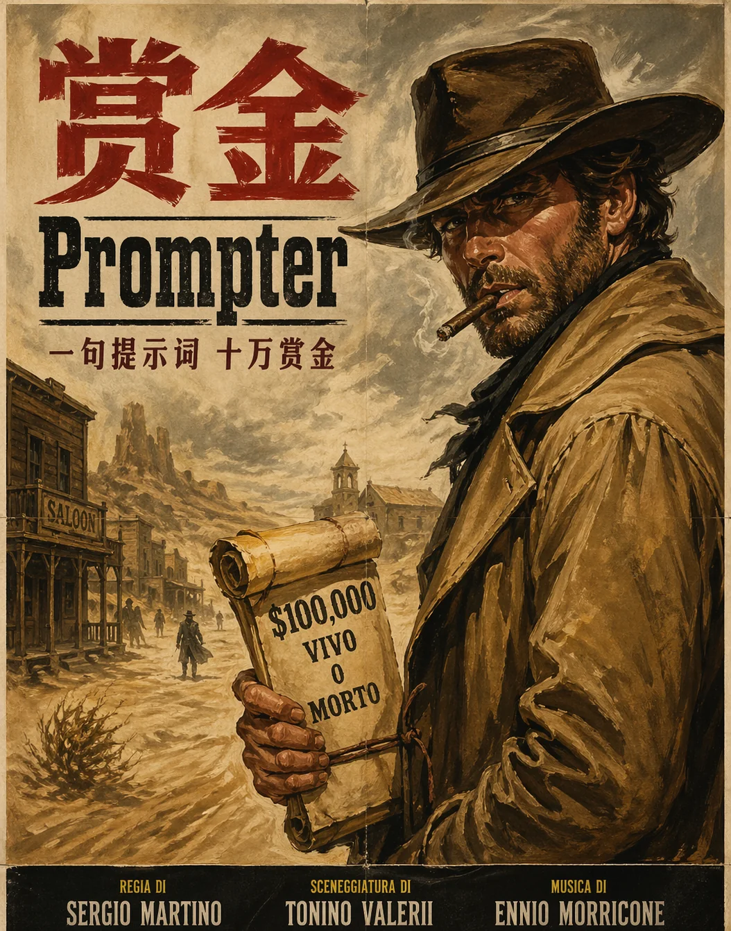 ChatGPT 生成的意大利西部片风格电影海报