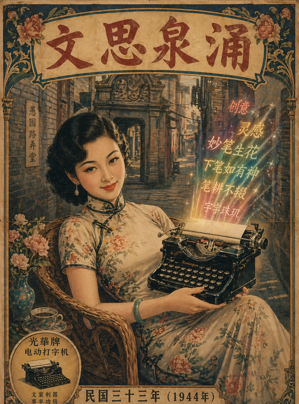 ChatGPT 生成的老上海月份牌广告海报