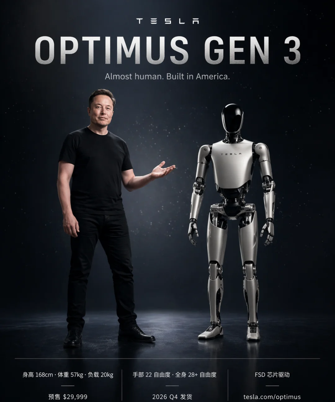 ChatGPT 生成的特斯拉风格产品发布海报