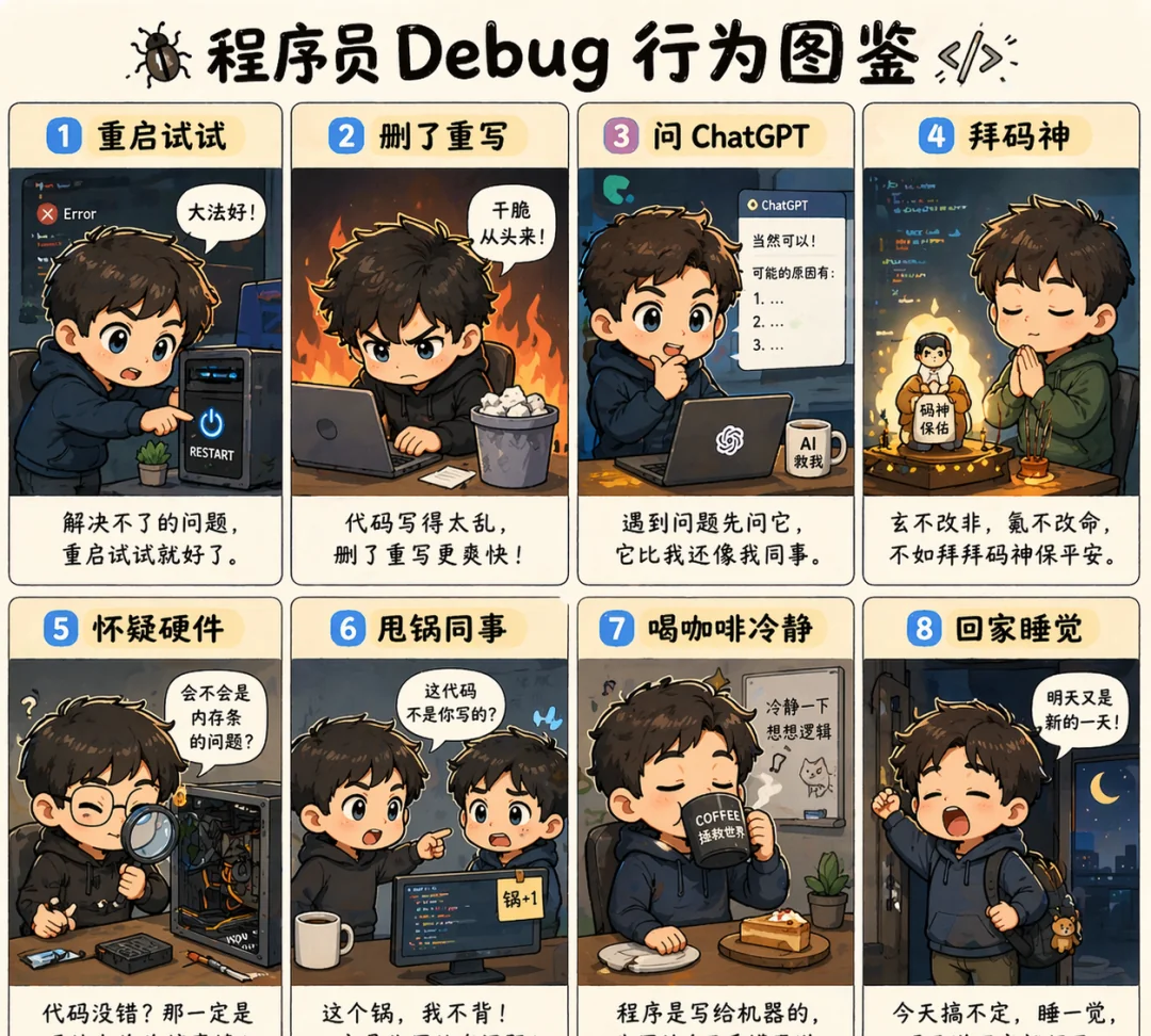 ChatGPT 生成的程序员Debug行为图鉴