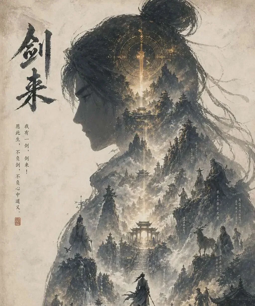 GPT-Image-2 生成的剑来海报全景构图与细节