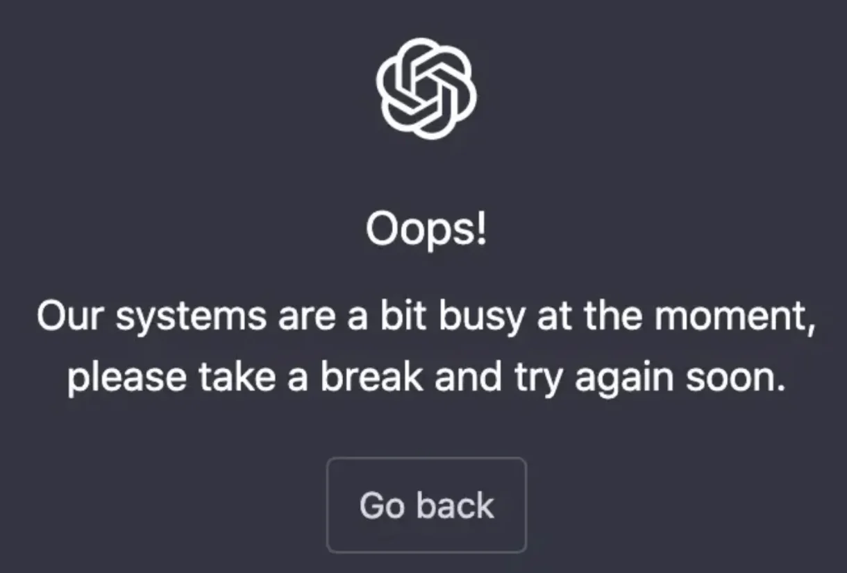 ChatGPT oops 报错界面截图