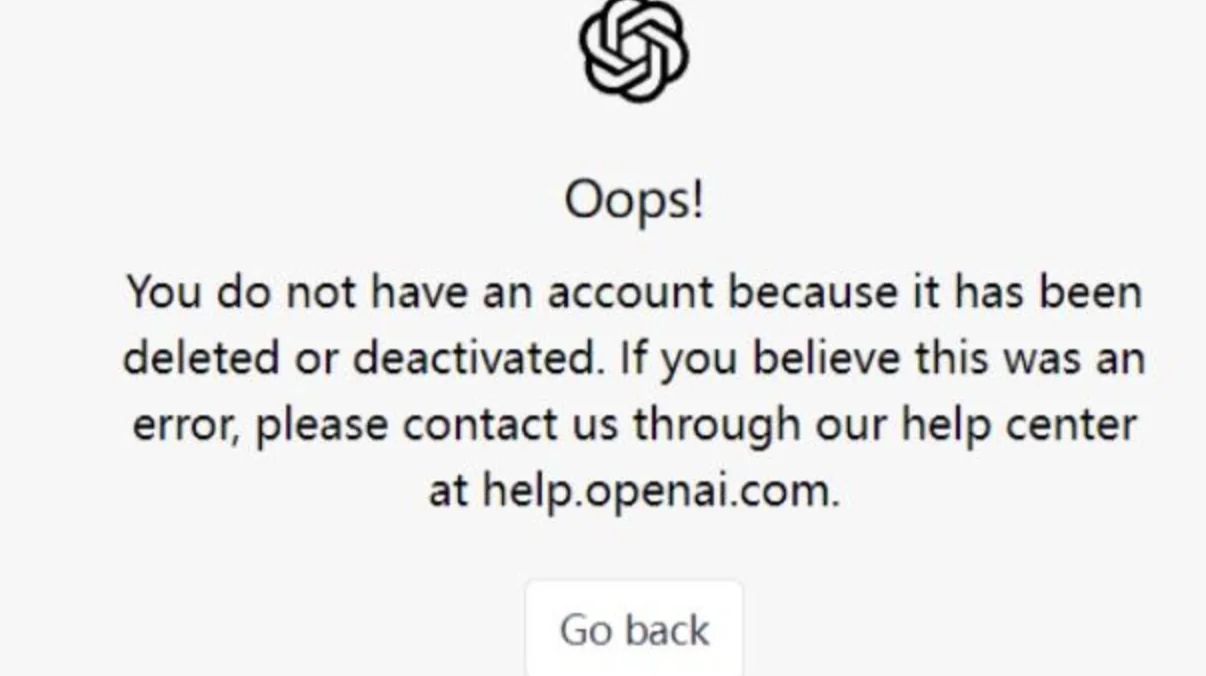 ChatGPT 账号被封禁提示界面截图