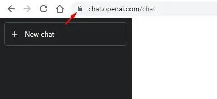 Chrome 浏览器 ChatGPT 站点挂锁图标位置截图
