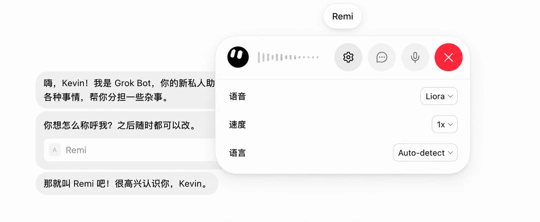 Grok Bot 语音聊天的音色、语速和语言设置