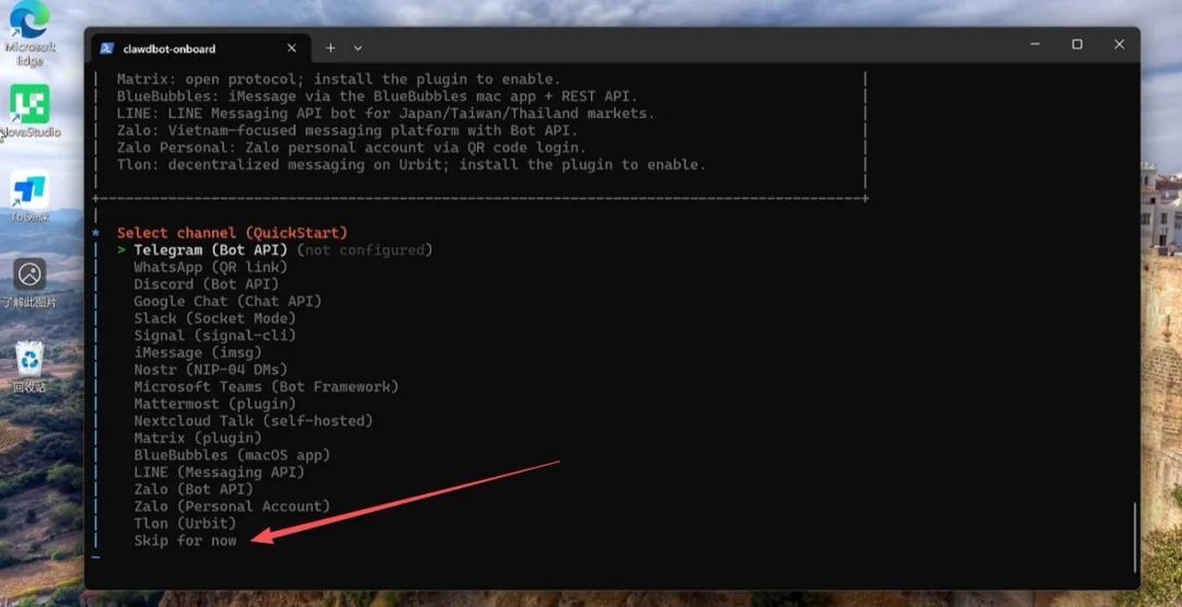 Moltbot 安装跳过 Channel 选择