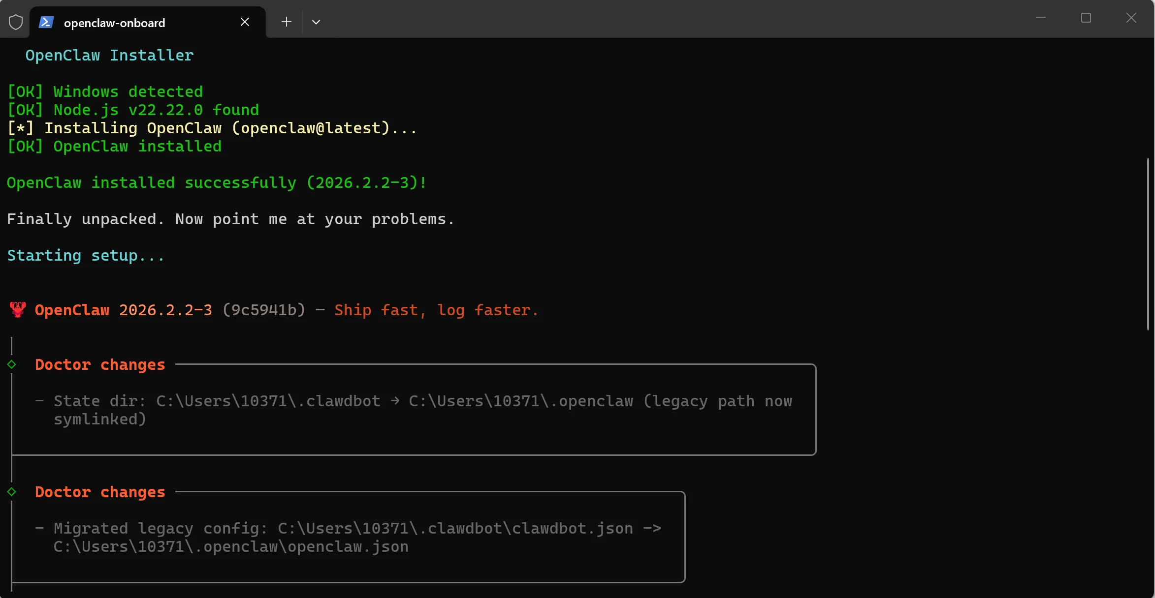 执行 openclaw 安装脚本