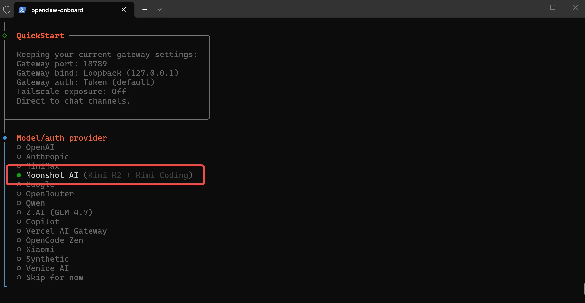 选择模型-windows配置openclaw