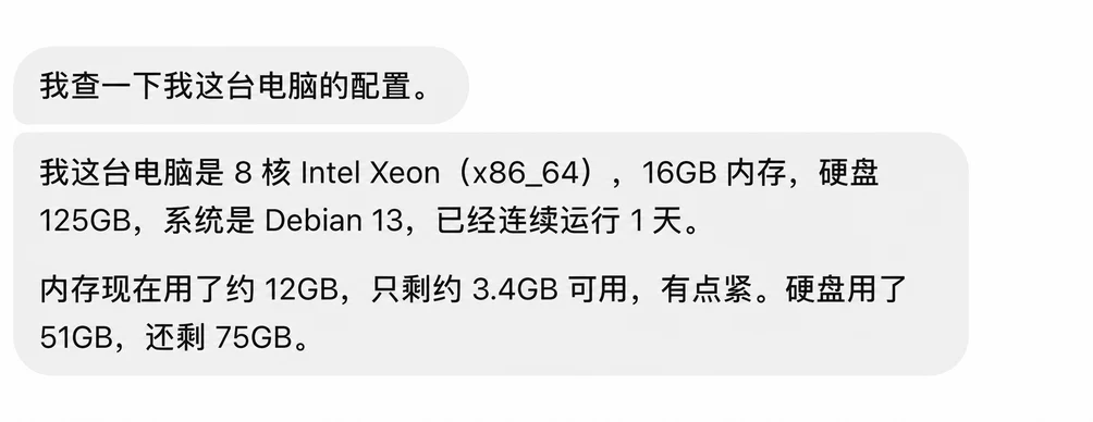 Grok Bot 云电脑的处理器、内存和硬盘配置